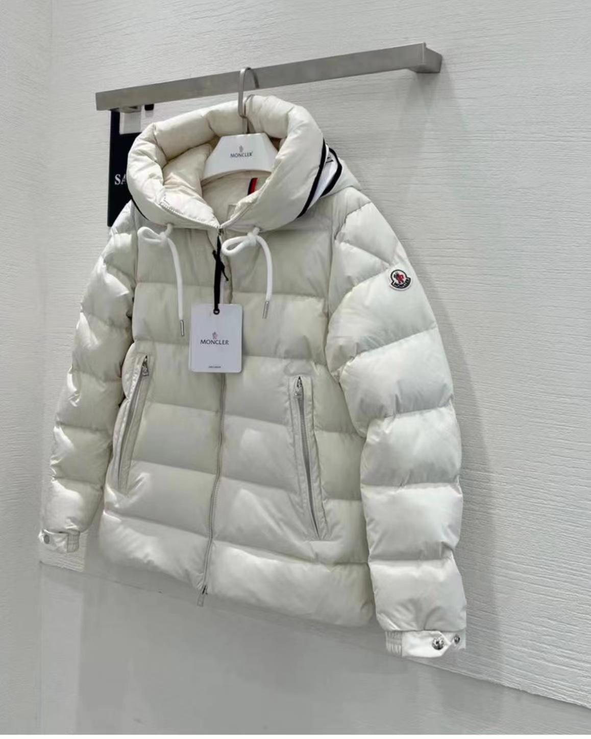 Moncler Cardere short down jacket in off-white.