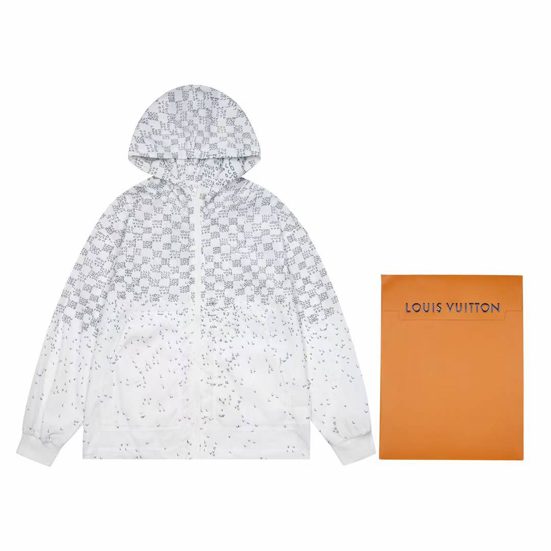 LV Damier Spread Windbreaker Jacket in white