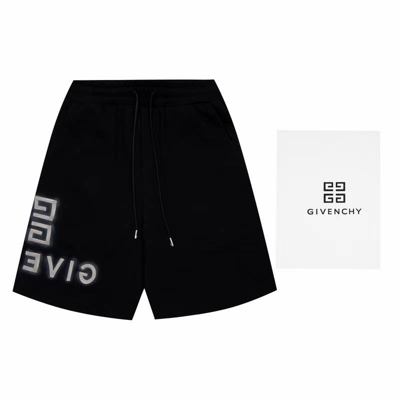Givenchy 4G logo-print cotton shorts in black with a white logo print wrapping around one leg