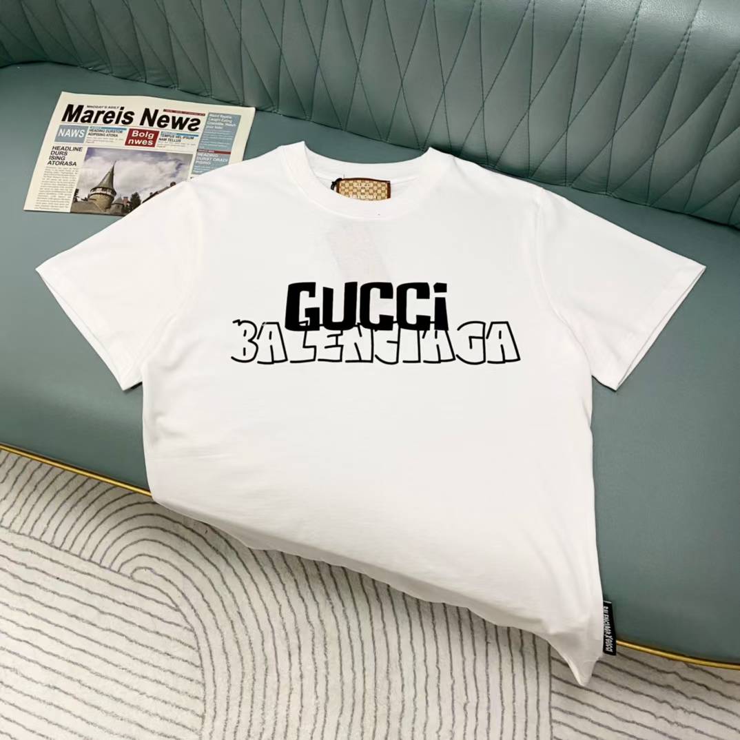Gucci x Balenciaga Logo Graphic-Print Cotton-Jersey T-Shirt