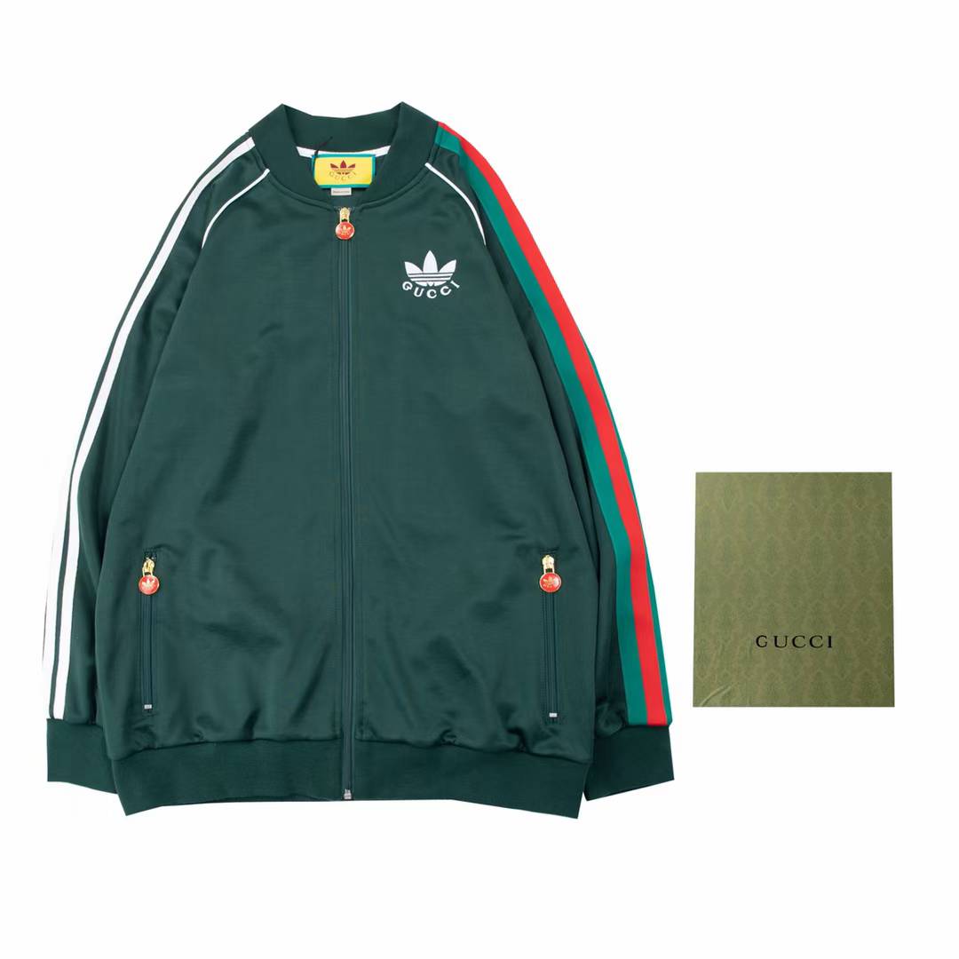 Gucci x Adidas zip jacket in dark green