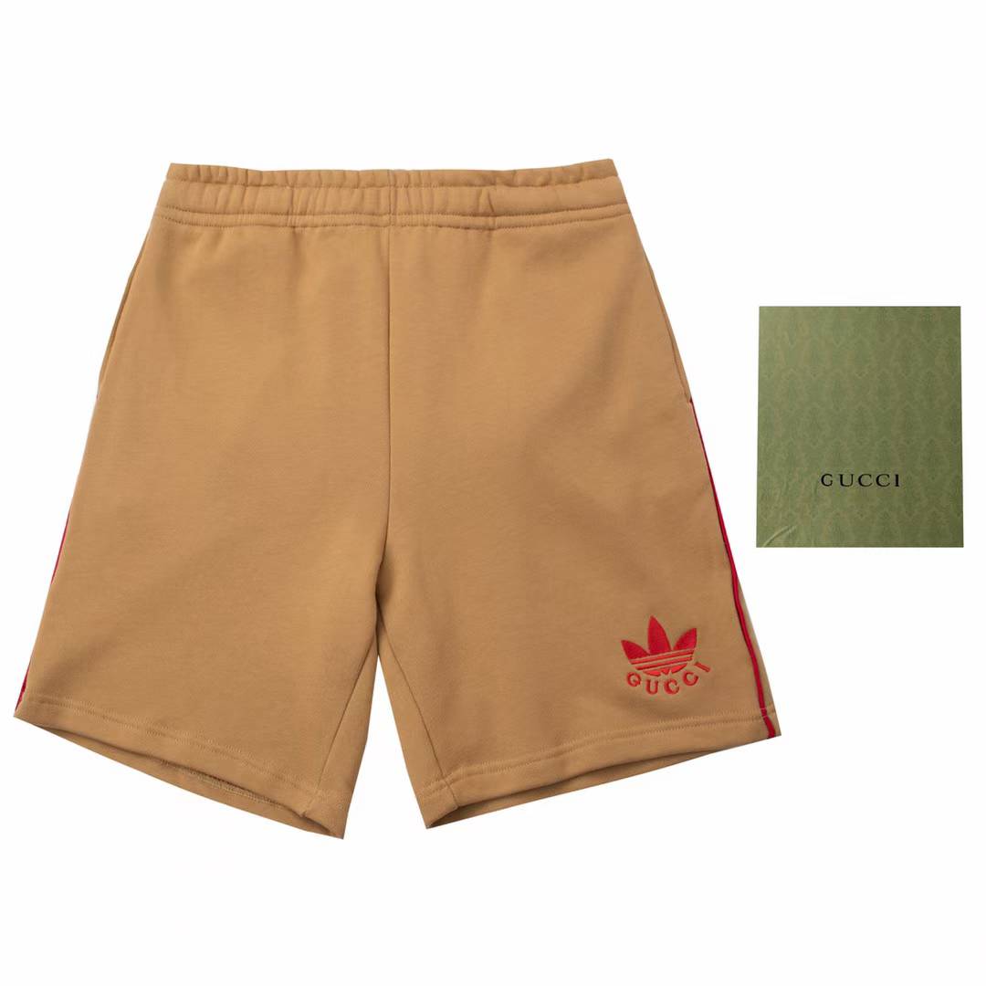 Gucci x adidas Cotton Jersey Shorts in dark beige