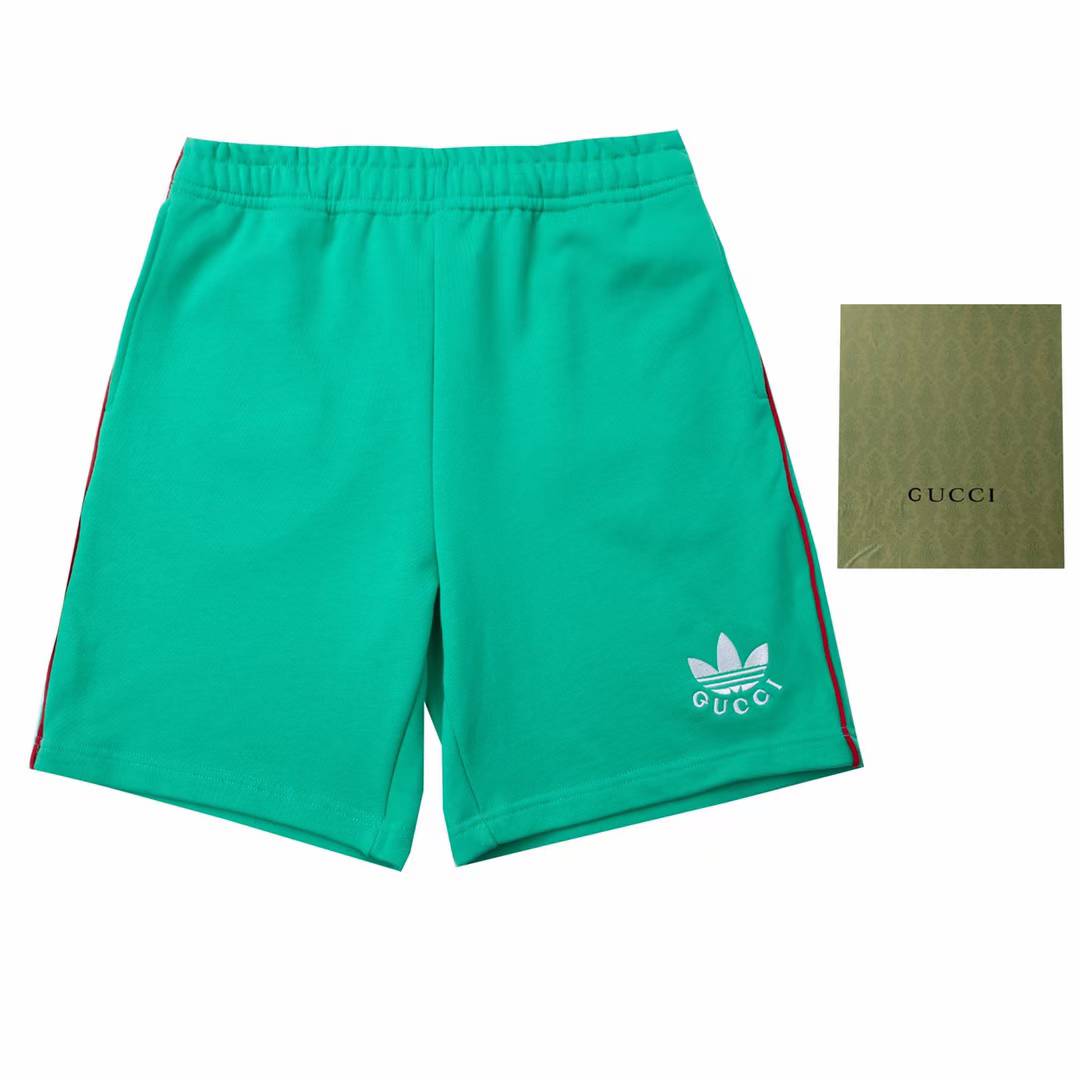 Gucci x Adidas green cotton jogger shorts