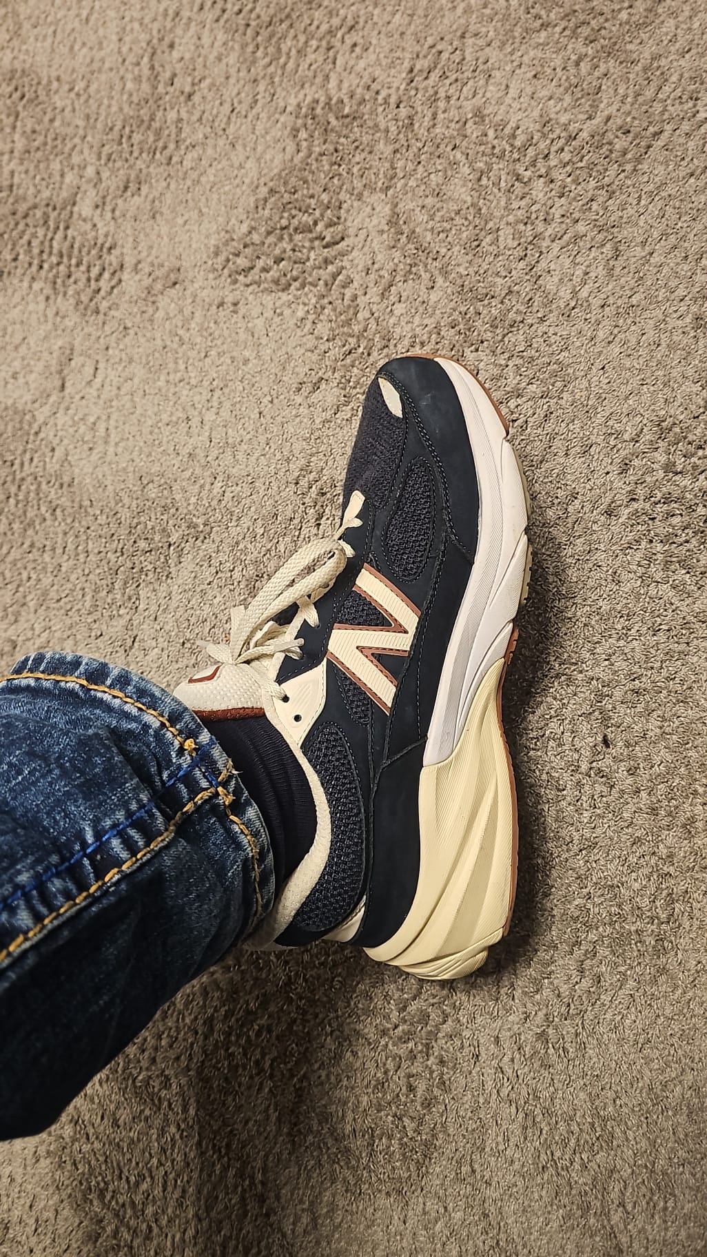 Loropiana x New Balance sneakers in navy and beige size US9