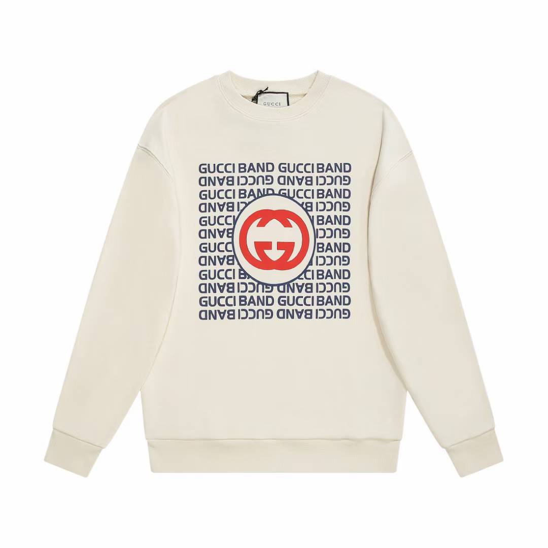 Gucci logo-print cotton sweatshirt in cream white