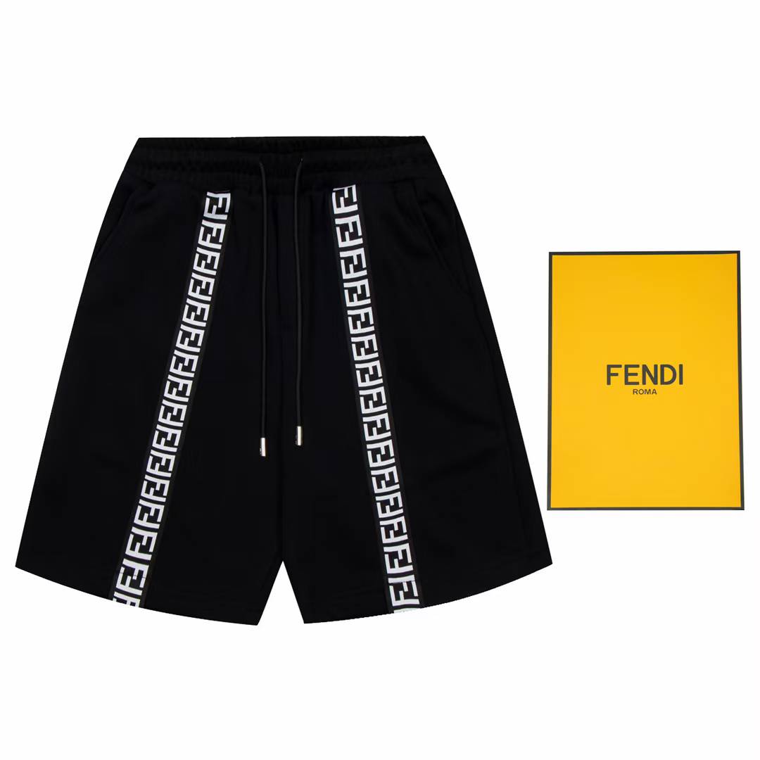 Fendi black FF-jacquard stripe shorts