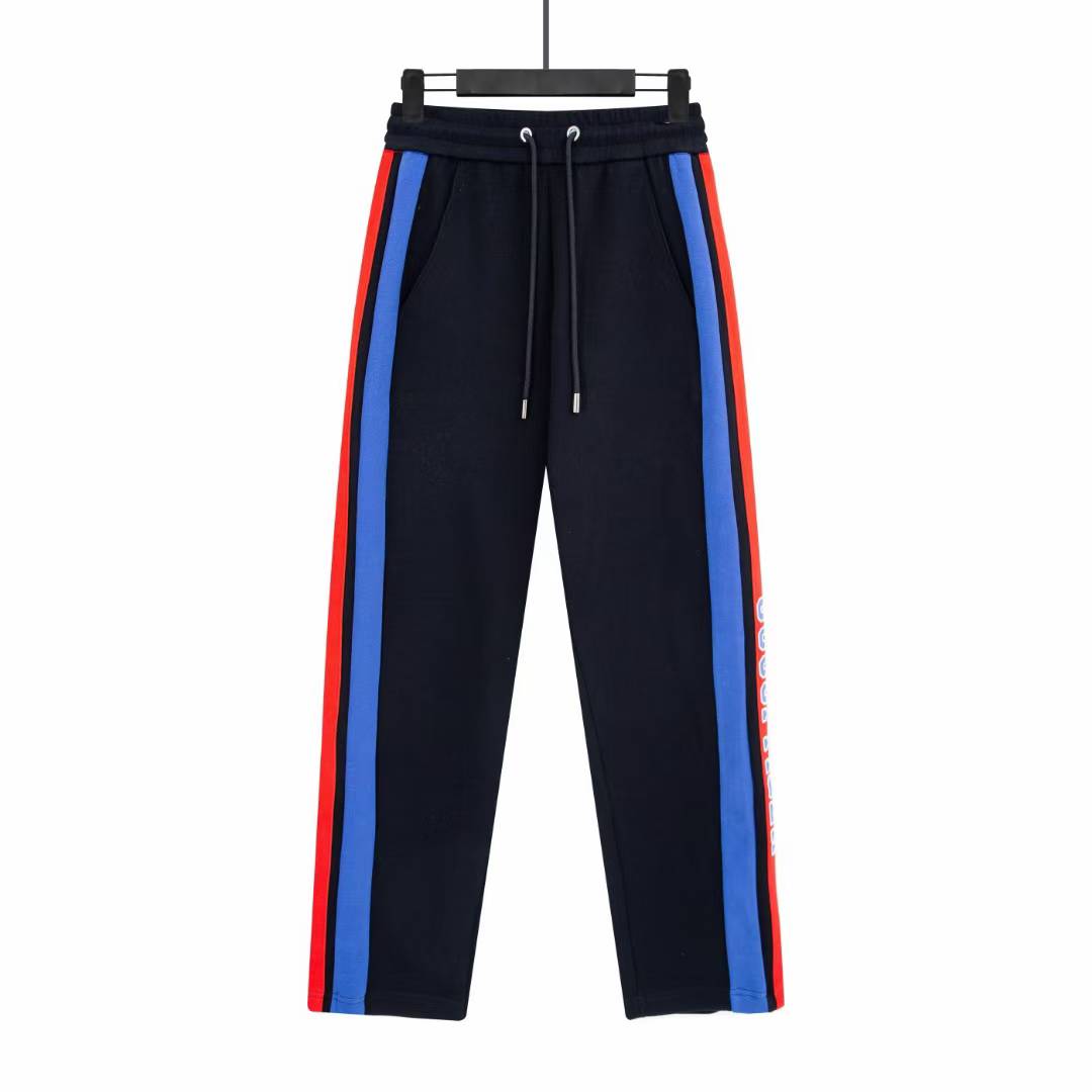 Gucci navy logo regular fit joggers with red and blue side stripes