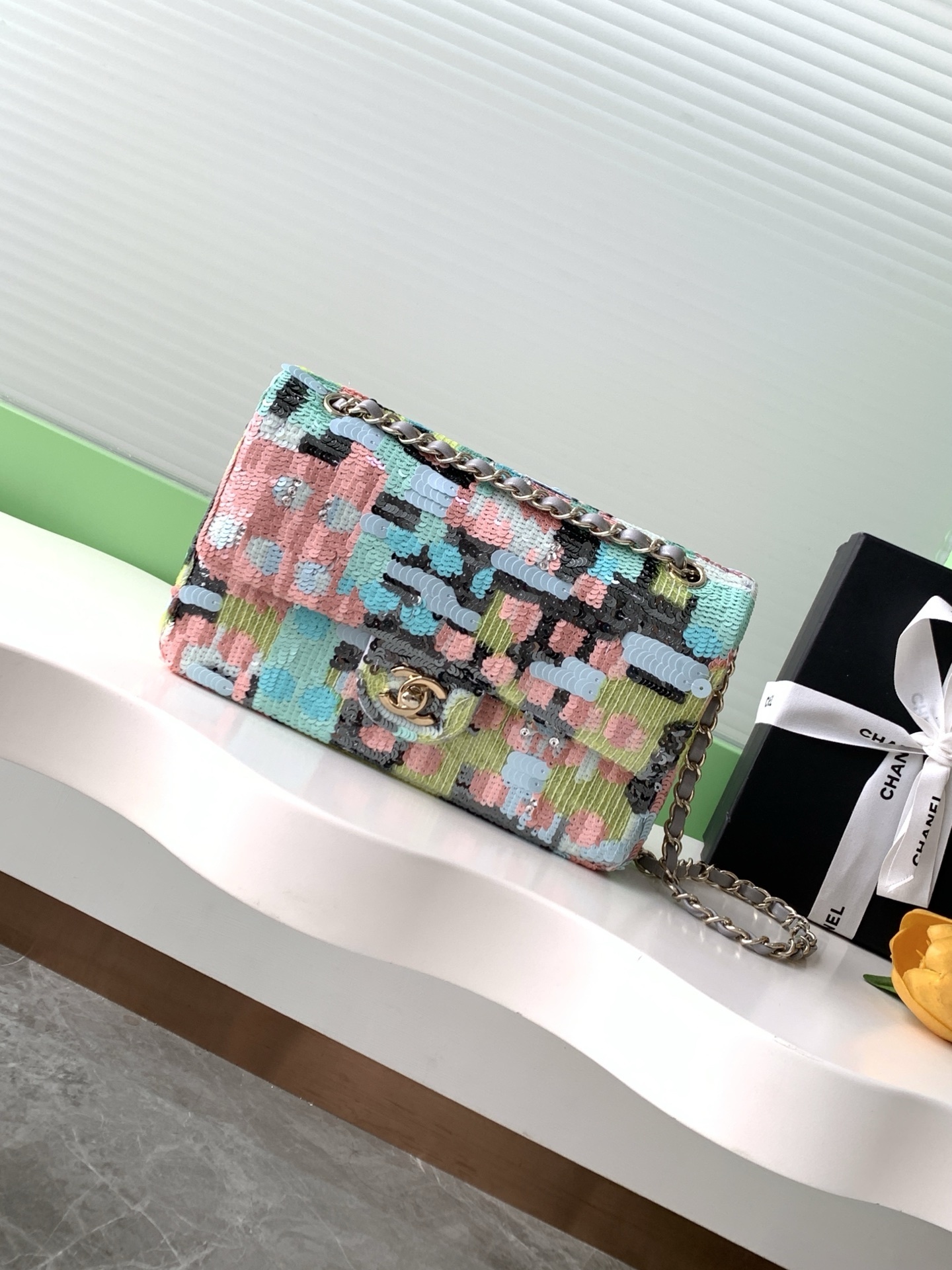 Chanel multicolor sequin flap bag