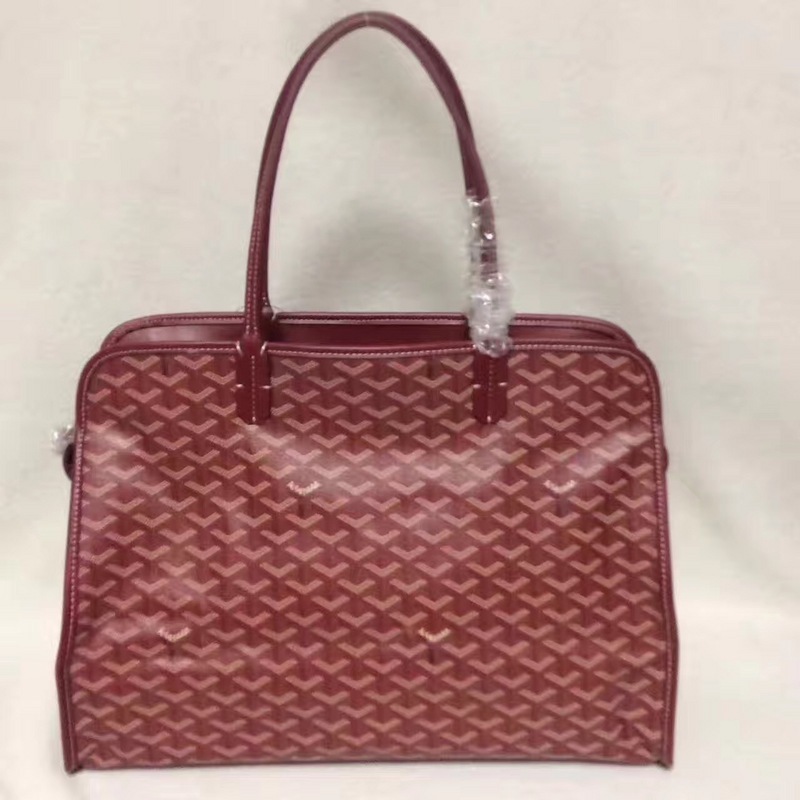 Goyard Hardy PM bag in a red Goyardine canvas with leather trim