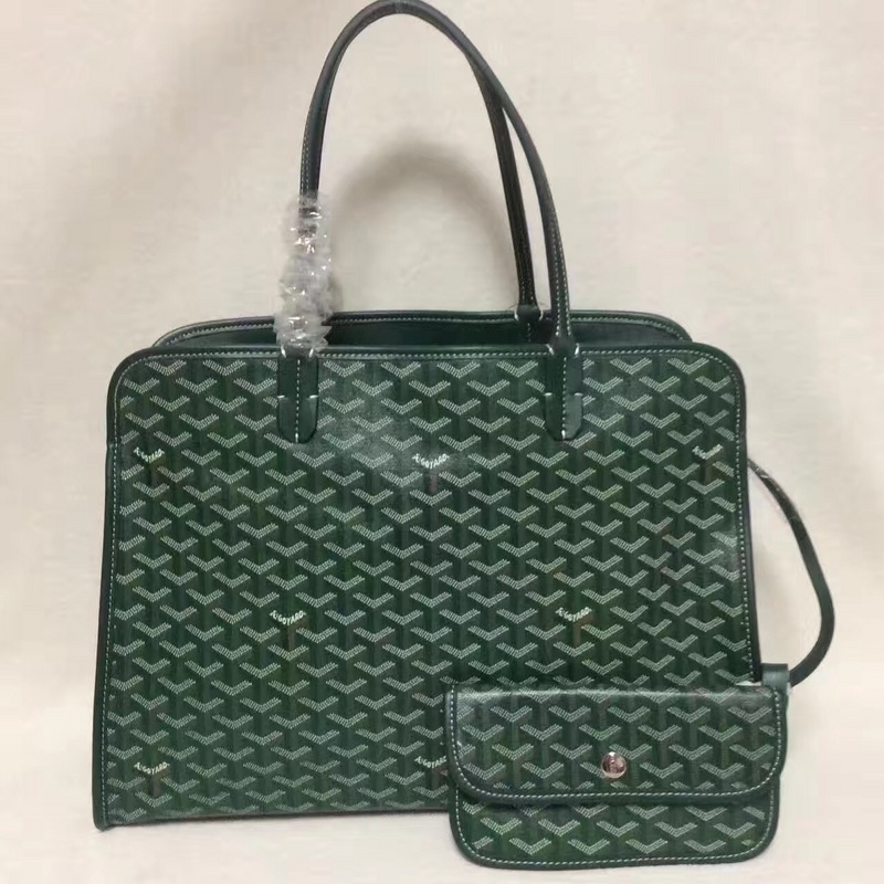 Goyard Hardy PM bag in green Goyardine canvas and Decize bull leather