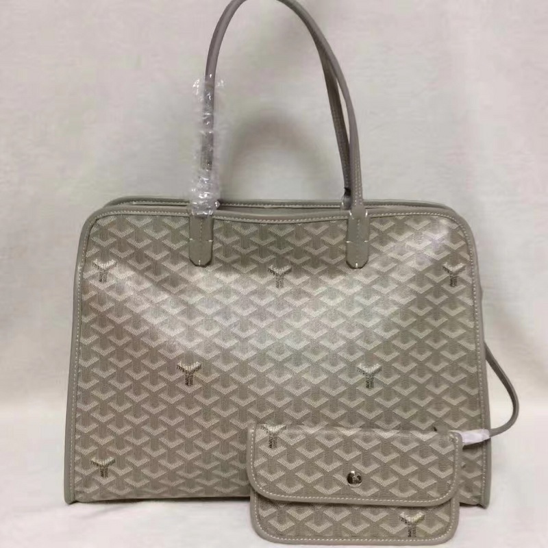 Goyard Hardy PM bag in grey Goyardine canvas and Decize bull leather