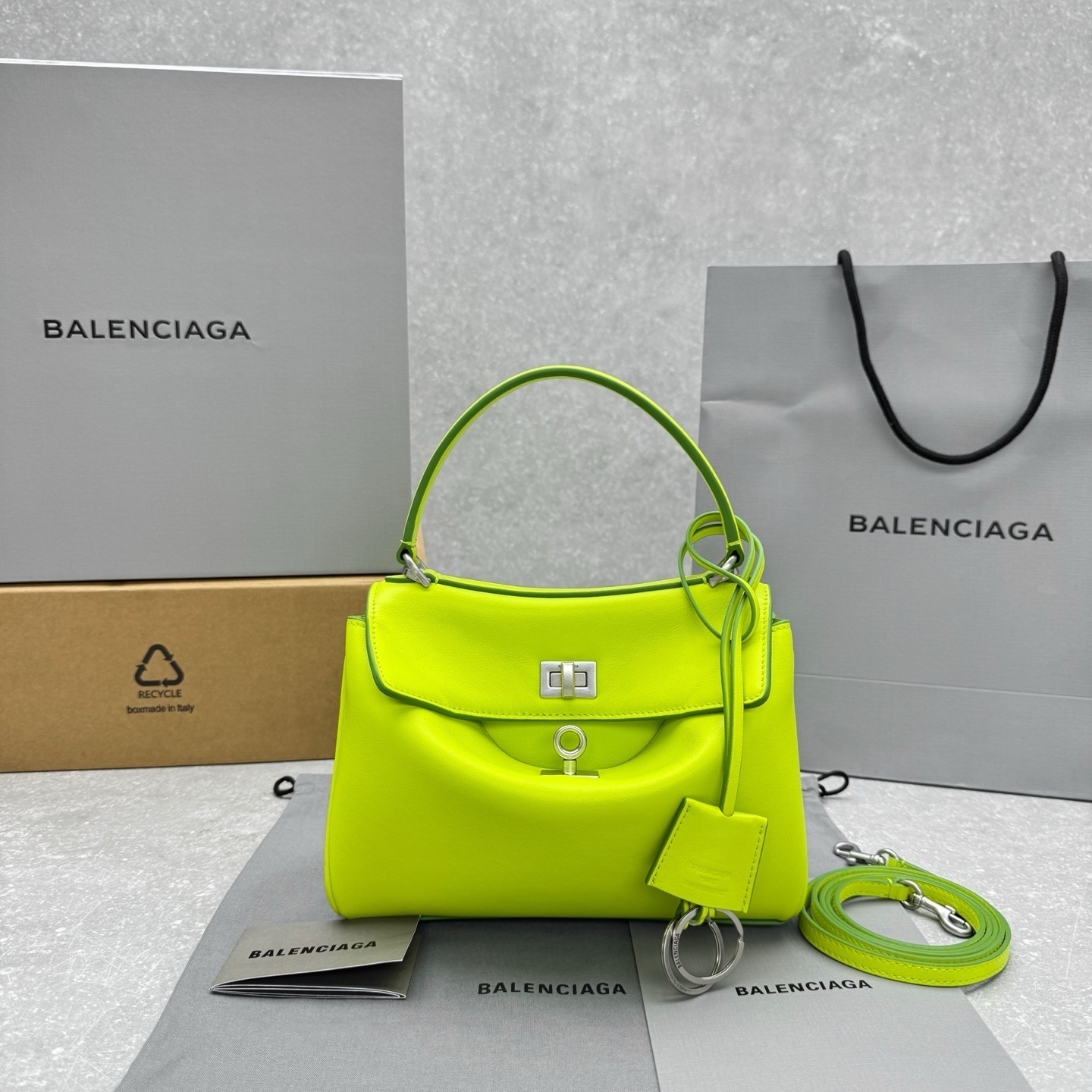 Balenciaga Rodeo mini handbag in Granny Green calfskin leather
