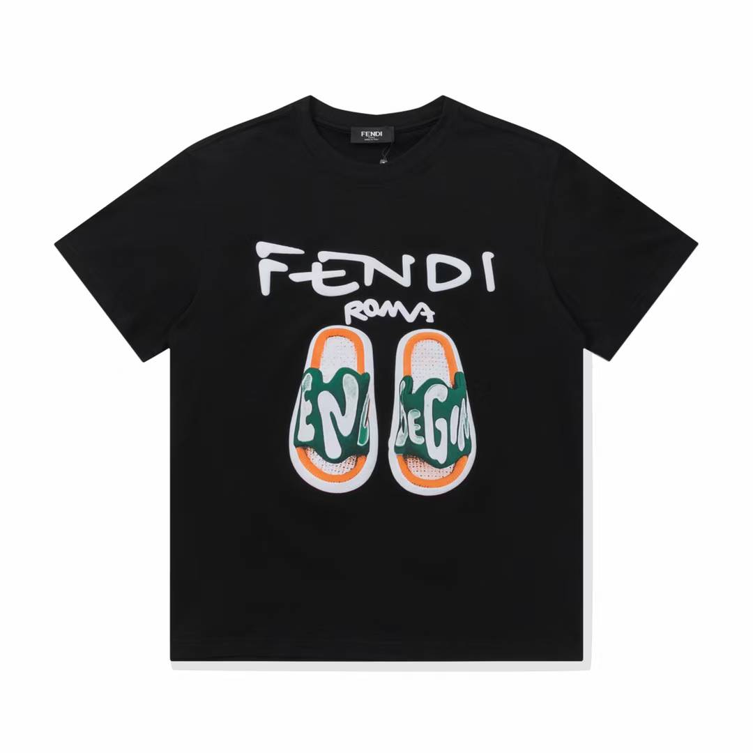 Fendi Roma T-shirt in black cotton jersey crew neck and short sleeves