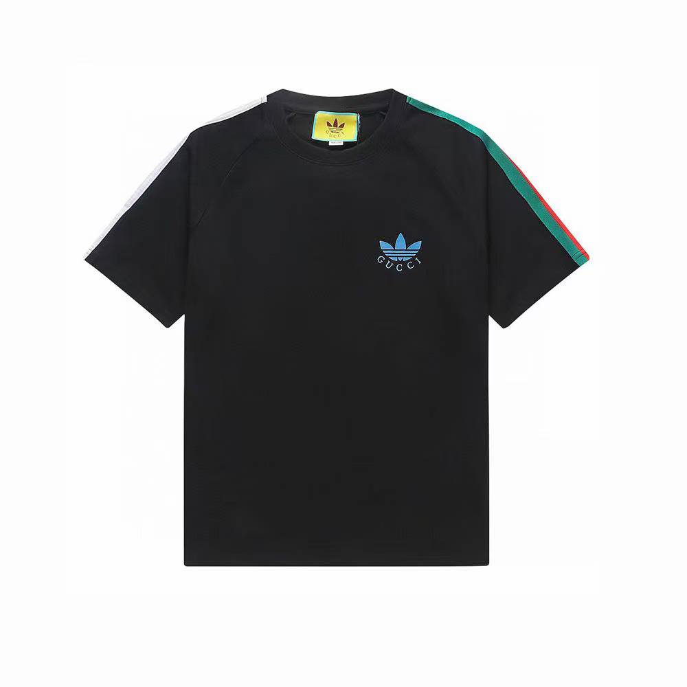 Adidas x Gucci cotton jersey T-shirt with the Trefoil logo and Web stripes Black