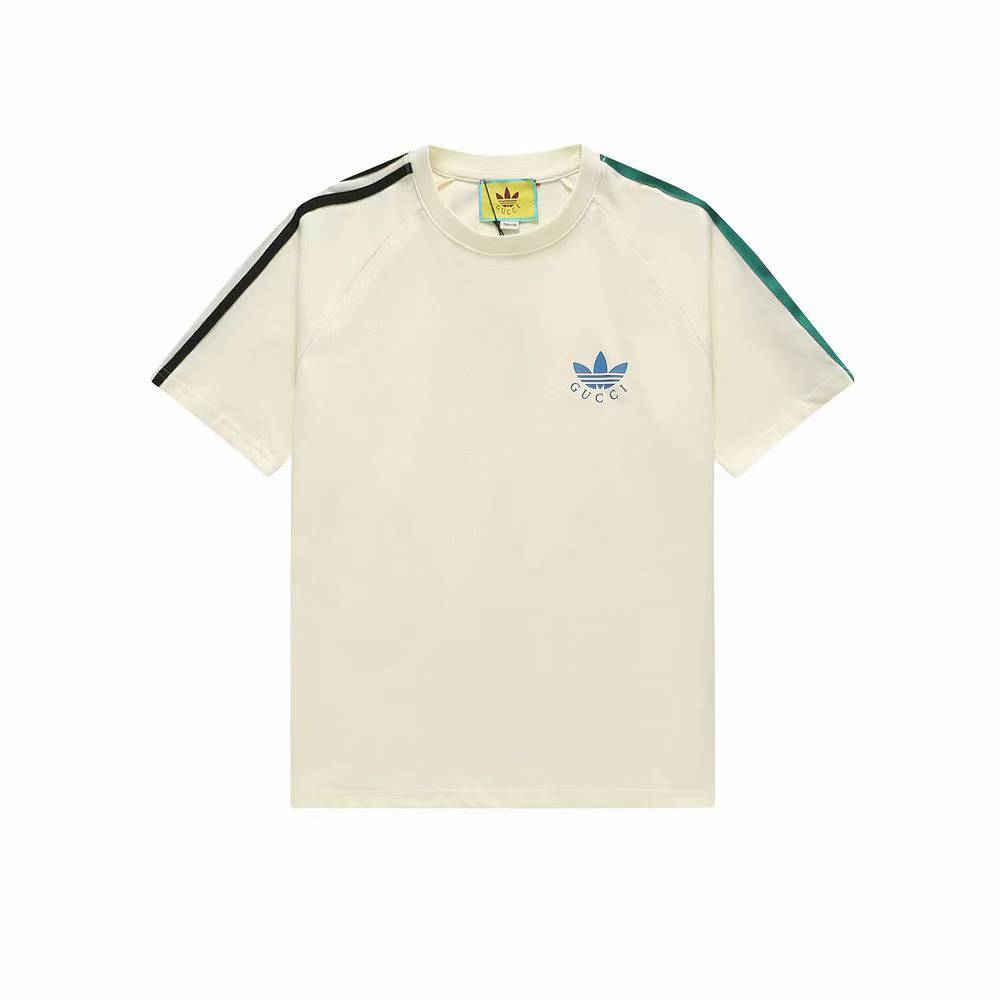 Gucci x Adidas Cotton Jersey T-shirt in off-white with a Trefoil print