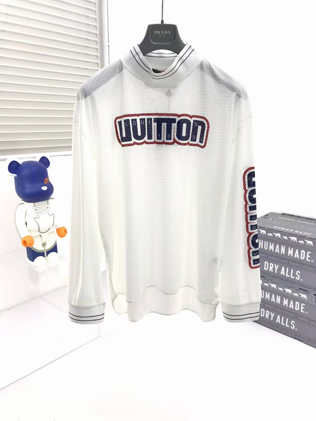 LV white and blue mesh long-sleeved jersey
