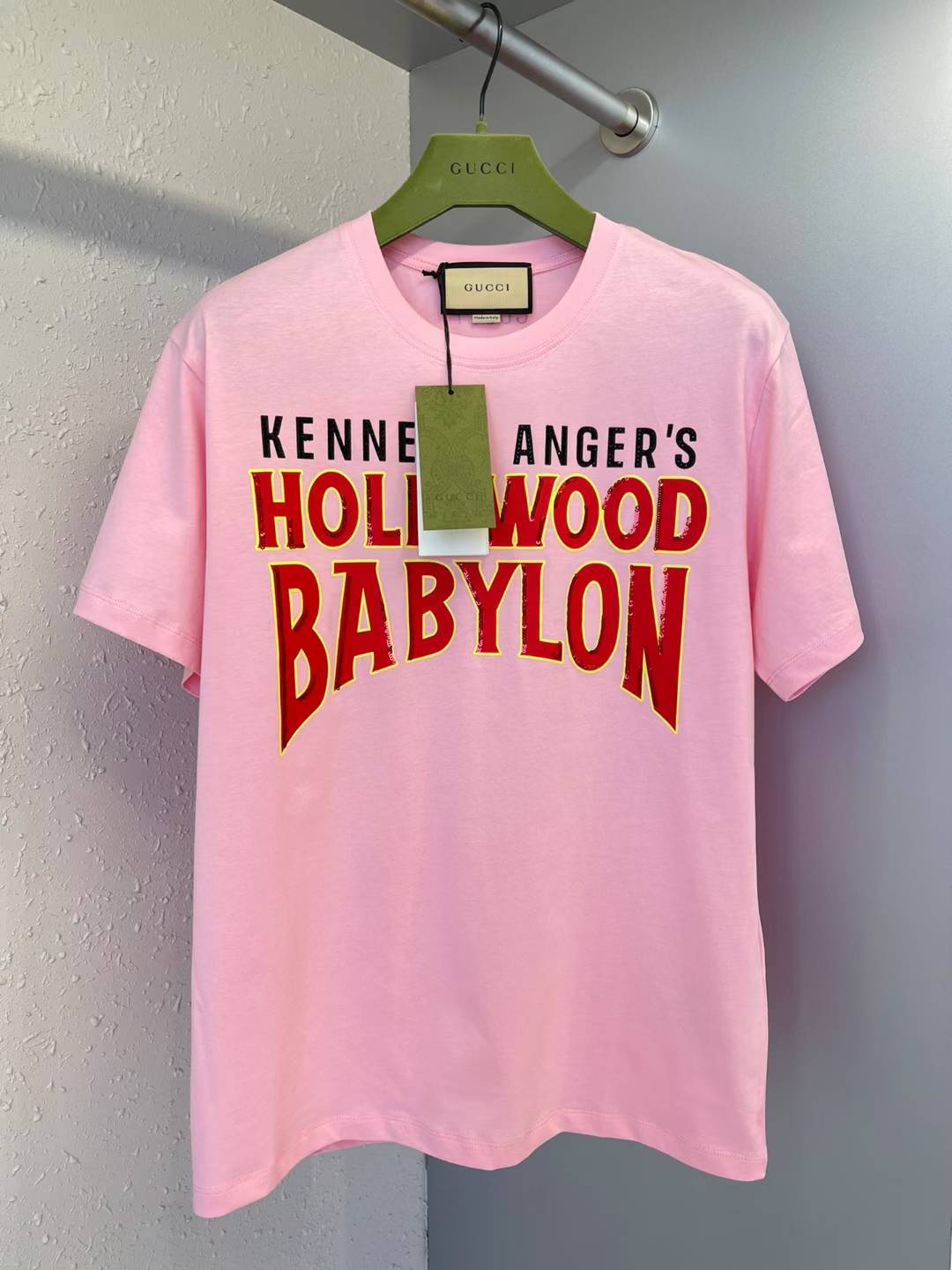 Gucci Hollywood Babylon cotton T-shirt pink.