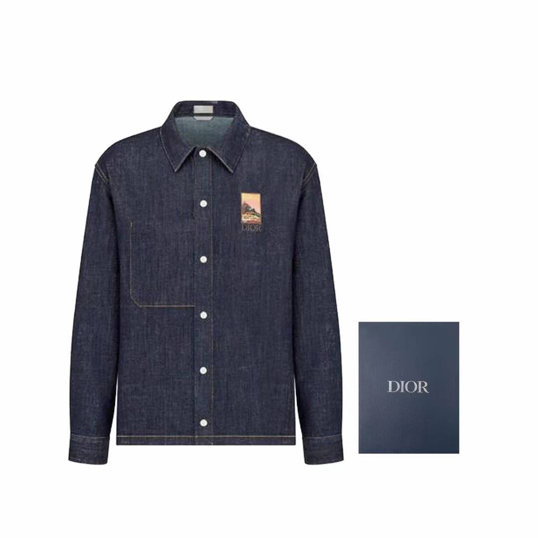 Dior and Jack Kerouac overshirt in blue cotton denim