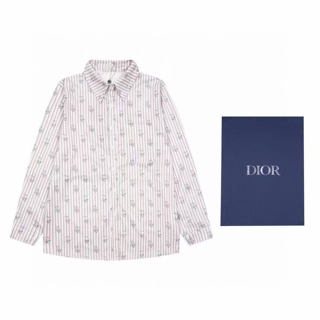 Dior striped long-sleeved shirt pink and white stripes.