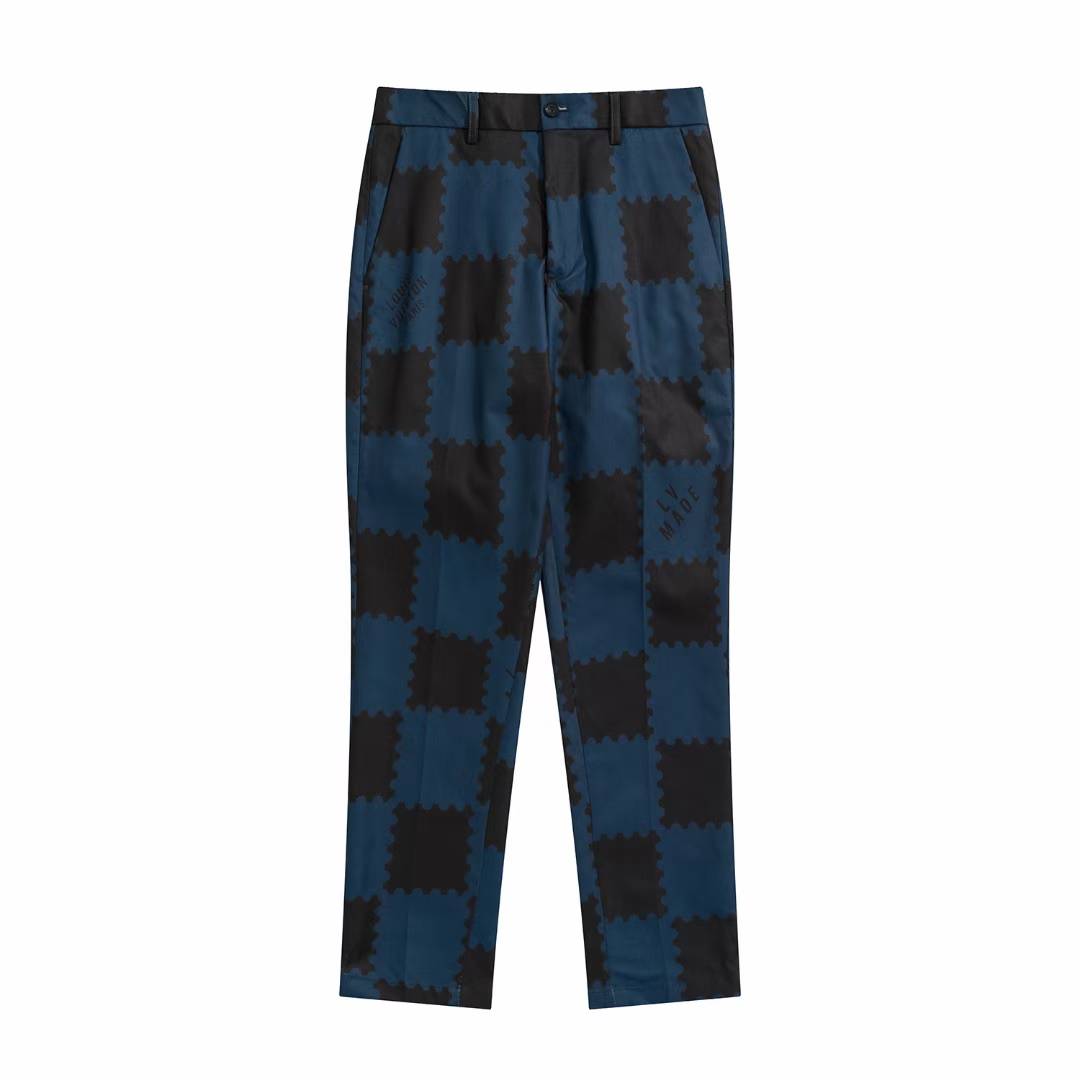 LV x Nigo Damier Suit Pants in the Dark Ocean color