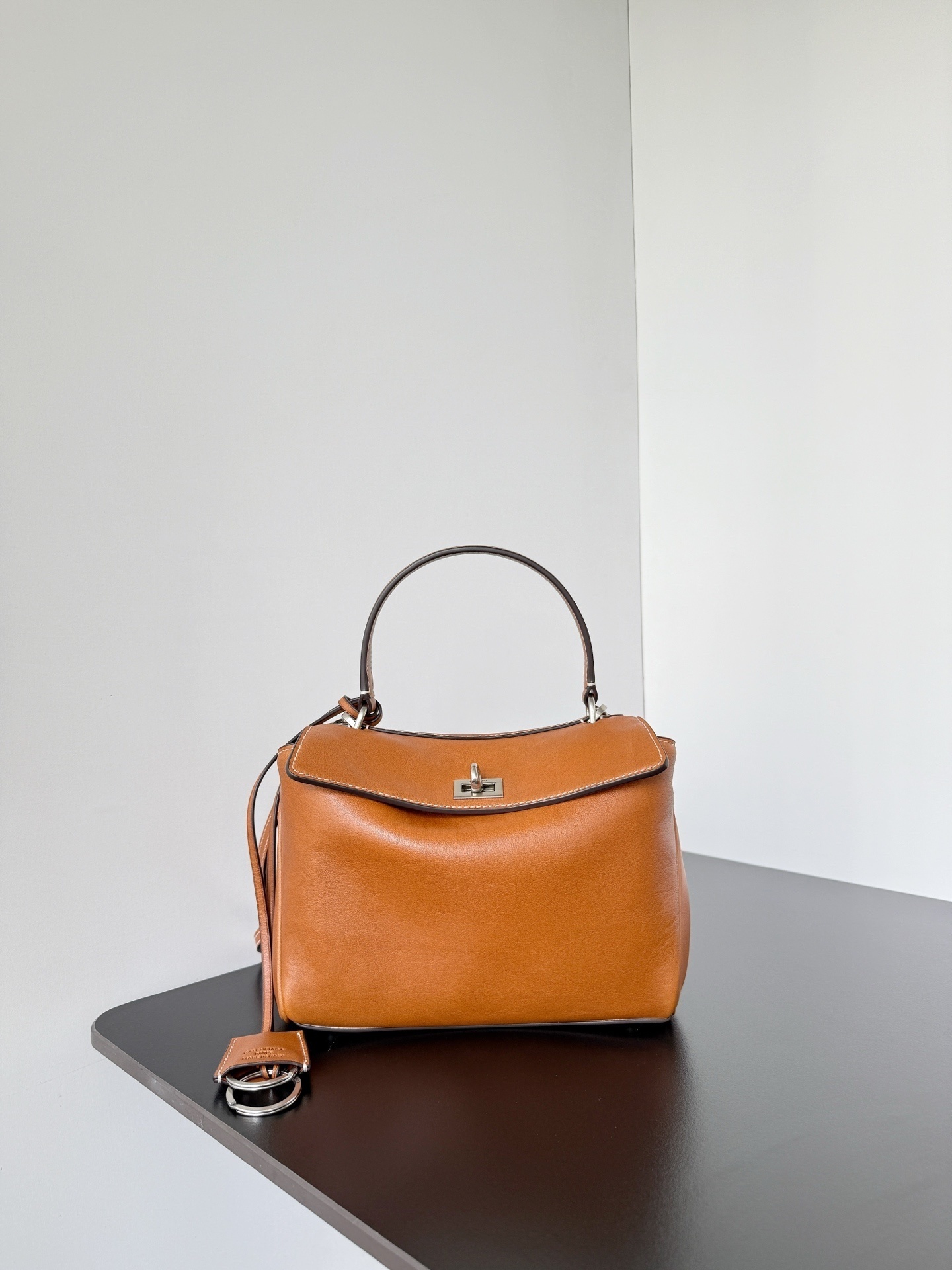 Balenciaga Rodeo Small leather tote bag in tan cowboy leather