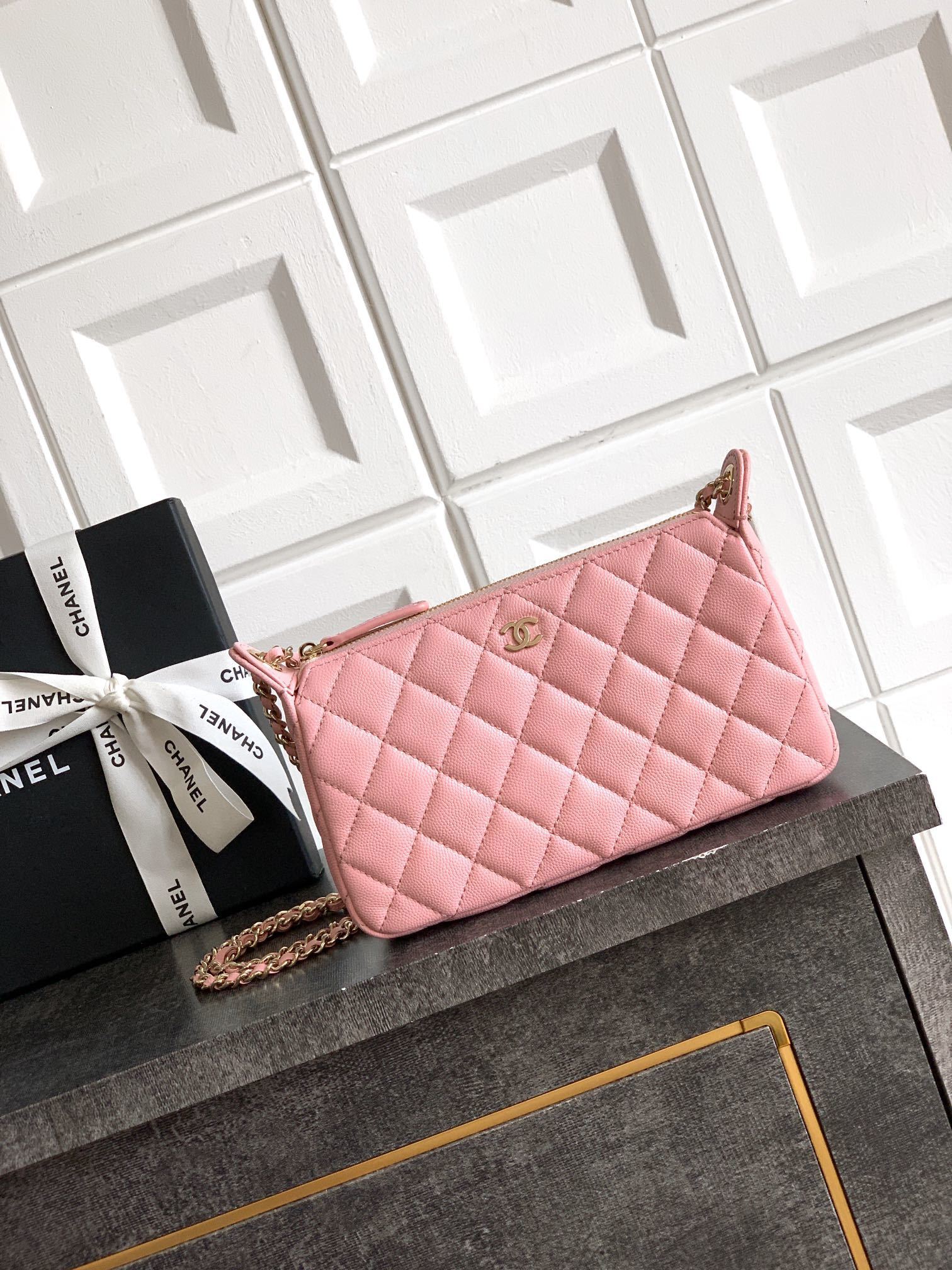 Chanel Small Classic Quilted Vanity Case in caviar leather