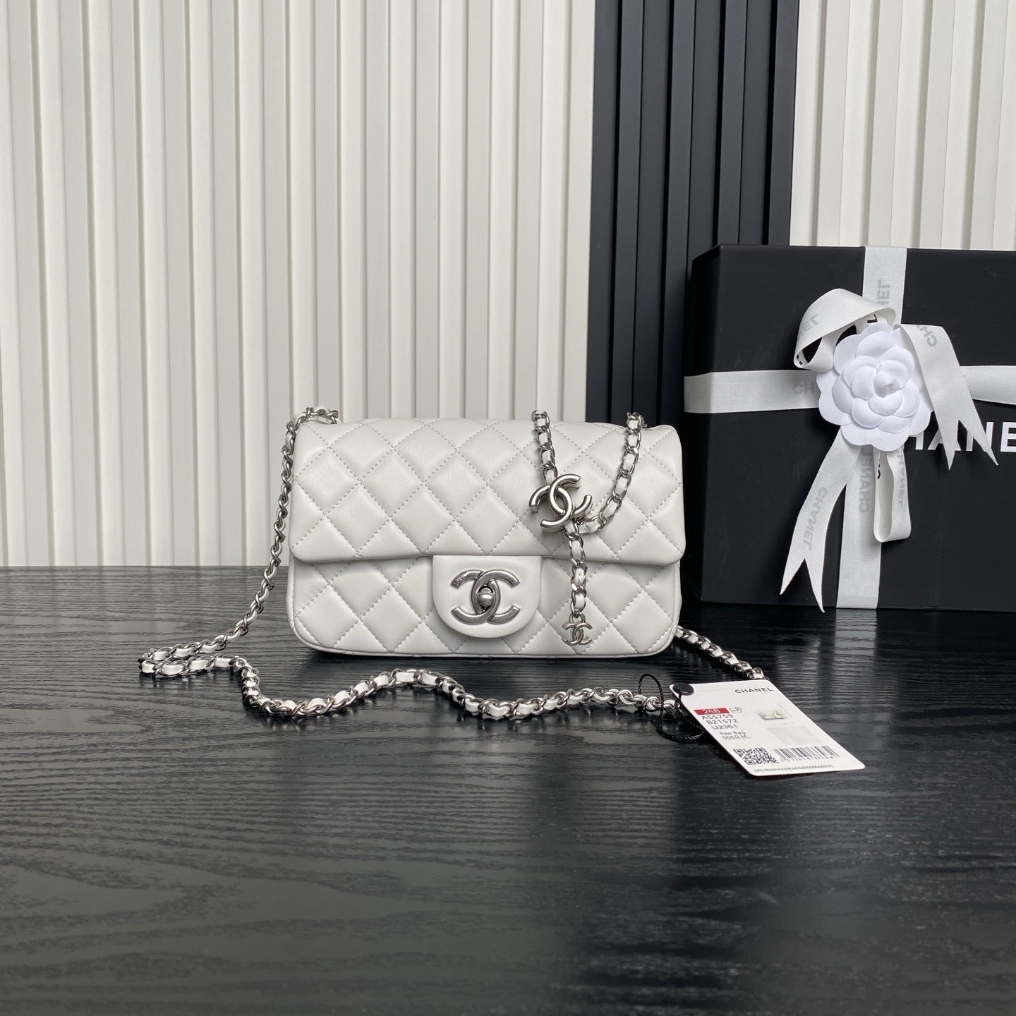 Chanel White Mini Flap Bag in quilted leather