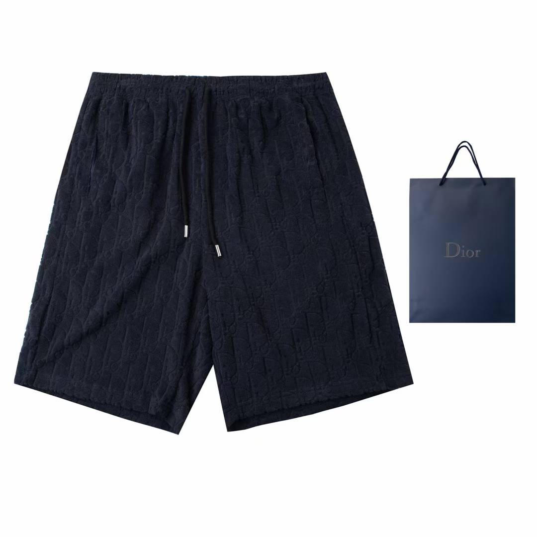 christian dior black men's shorts with a drawstring waist