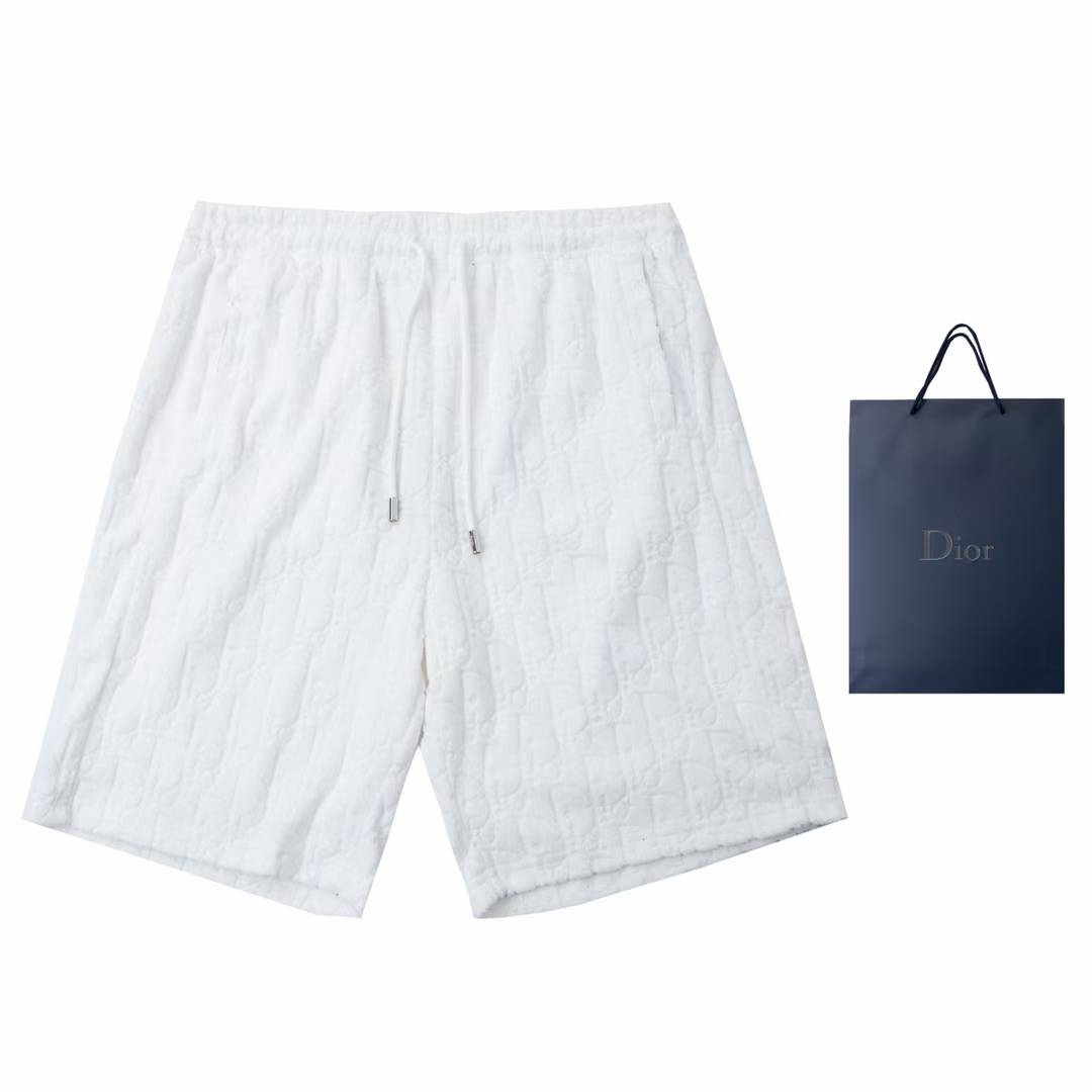 christian dior white terry cotton jacquard shorts