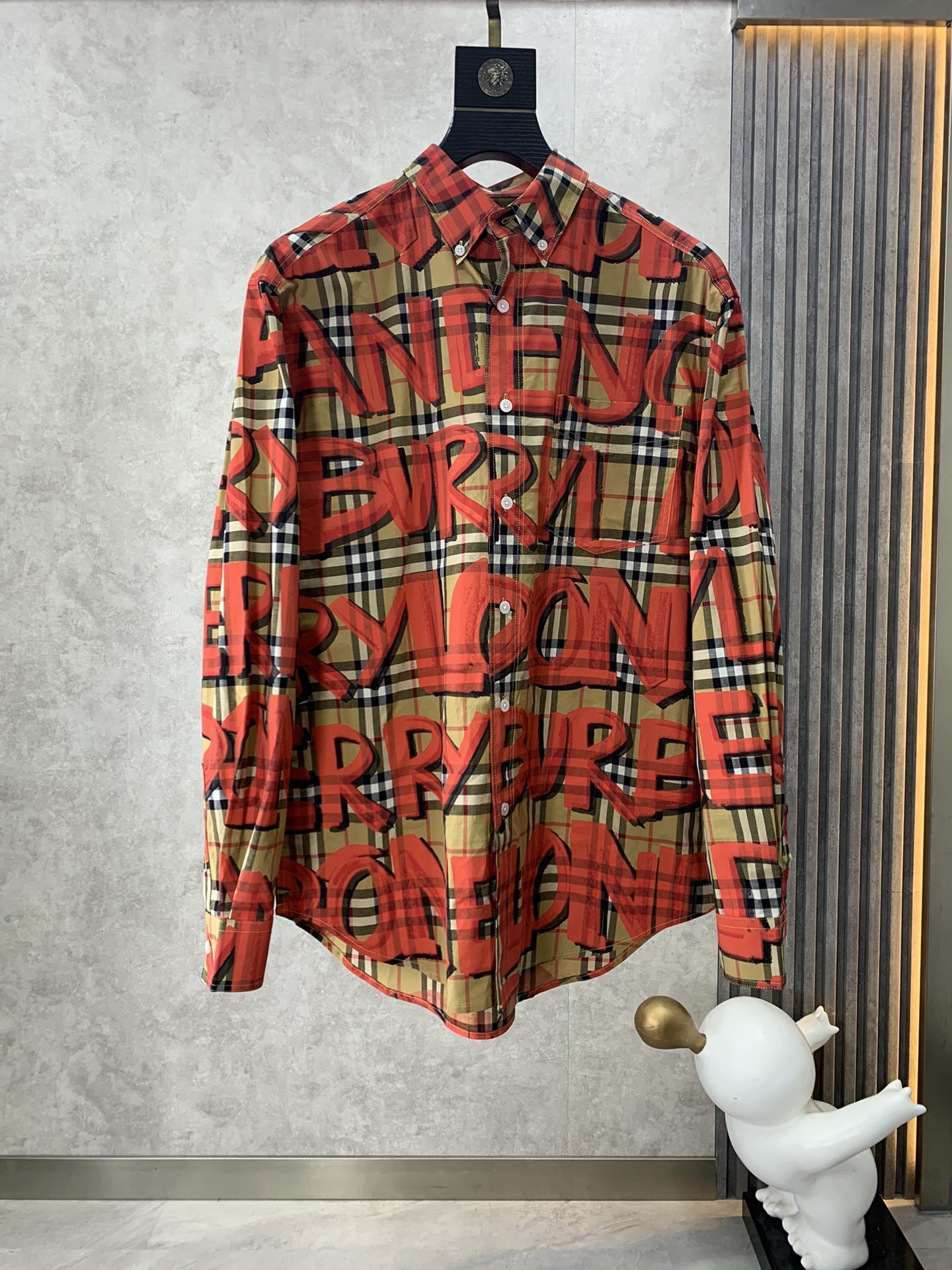 Burberry Graffiti print check cotton Jameson shirt in red