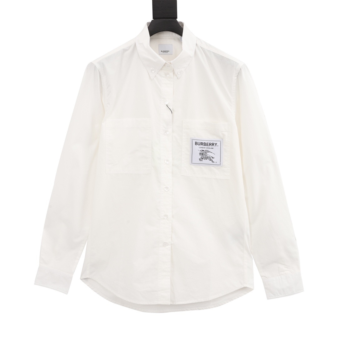 Burberry cotton poplin shirt with a logo patch