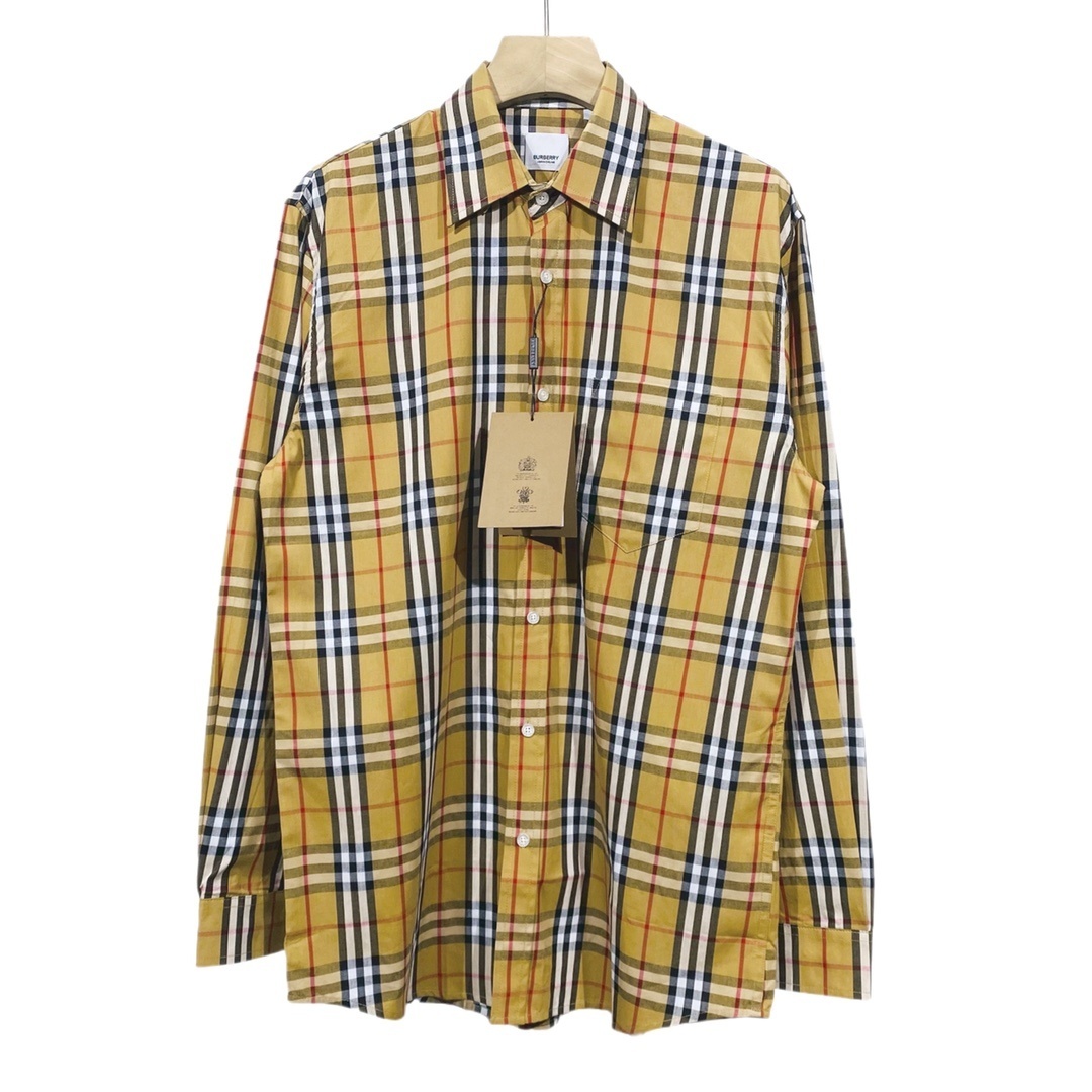 Burberry check-pattern cotton shirt in a light beige/multicolour variant
