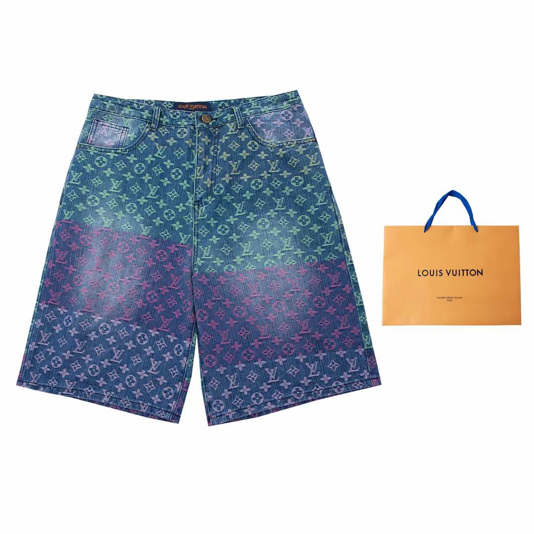 LV Rainbow Monogram Denim Shorts