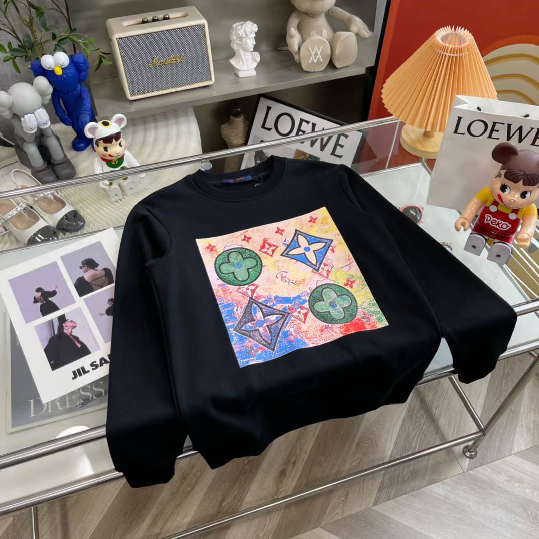 LV sweatshirt with a colorful monogram graphic on the chest