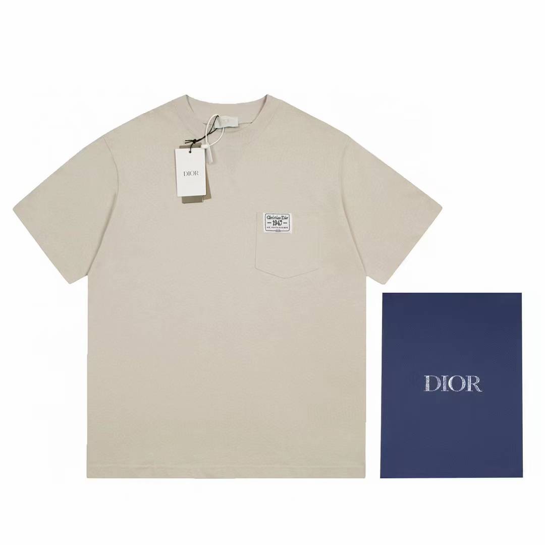Dior Relaxed-Fit CD 1947 T-Shirt in beige cotton jersey