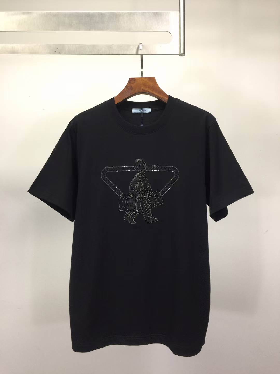 prada T-shirt in black cotton jersey