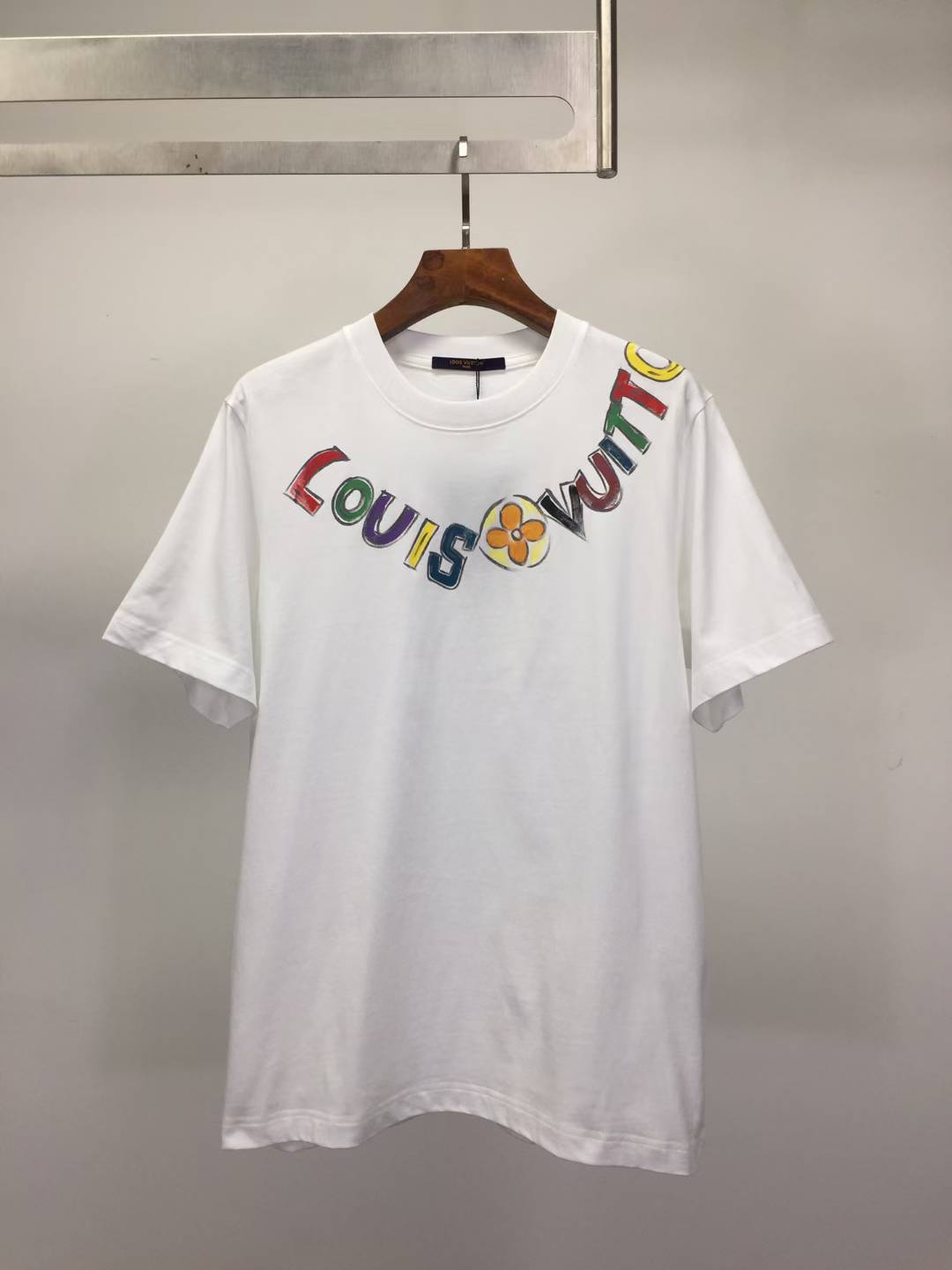 LV short sleeve tee with a colorful logo white