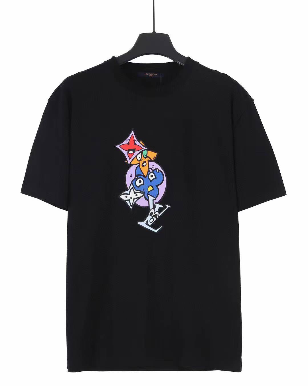 LV Washed Printed Cotton T-Shirt with graphic signatures