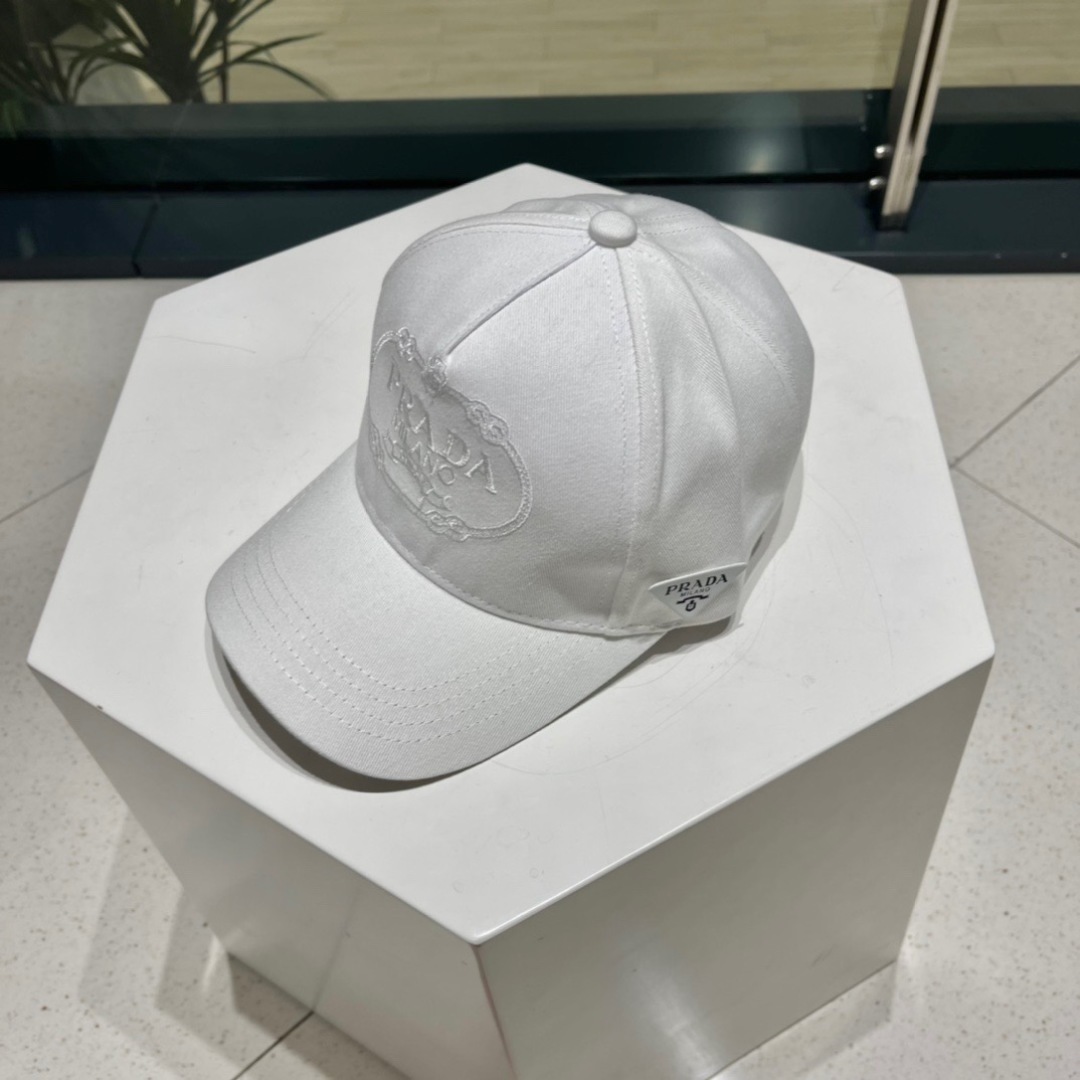 Prada Drill Logo Baseball Cap in cotton white