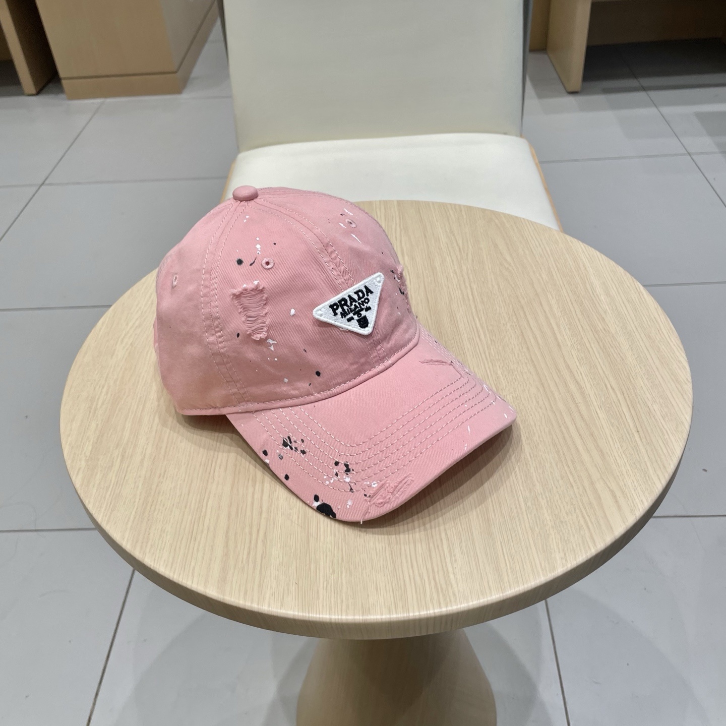 Prada pink lettered baseball cap
