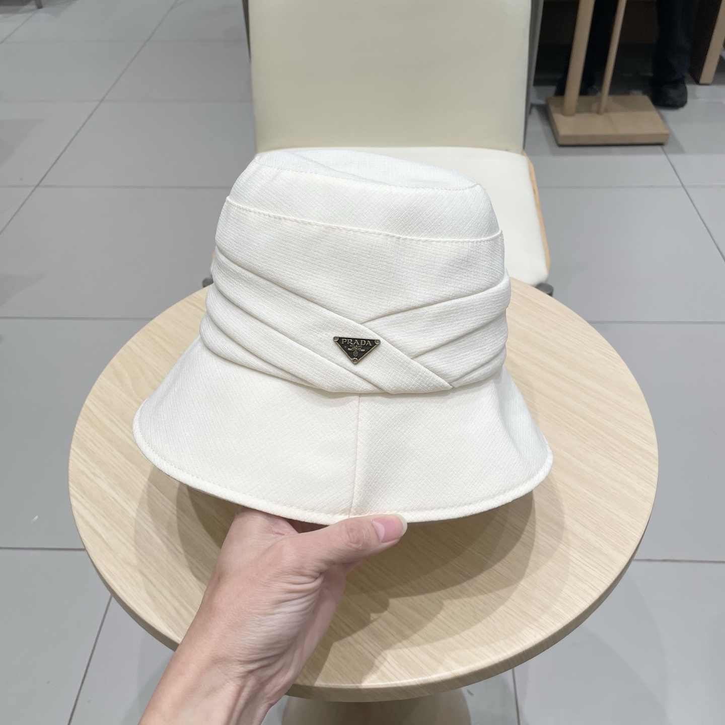 Prada Re-Nylon bucket hat in white