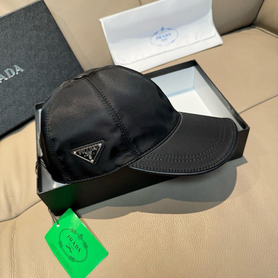 Prada Re-Nylon and leather baseball cap in black