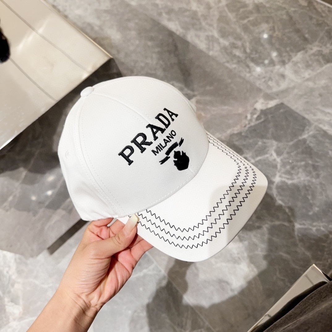 Prada Drill cotton baseball cap with an embroidered logo and a curved peak