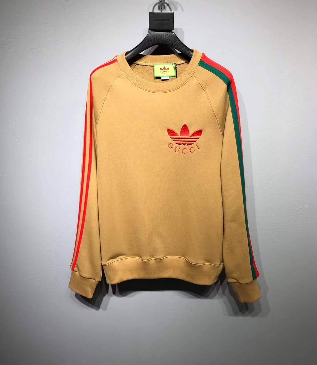 Gucci x Adidas cotton jersey sweatshirt camel