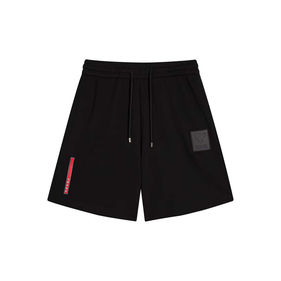 prada cotton-terry shorts with a red logo label.