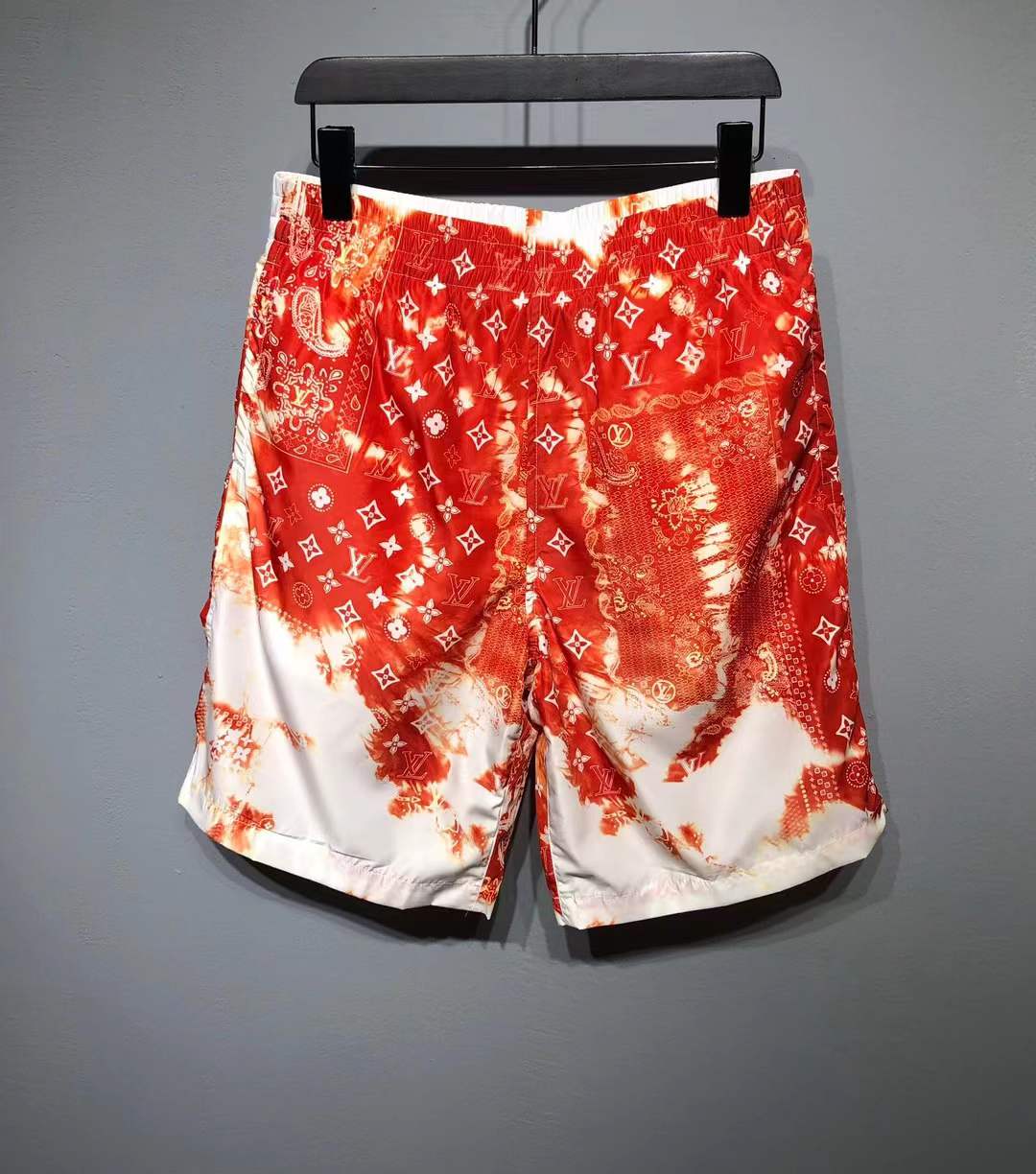 LV Bandana Board Swim Shorts in orange and white