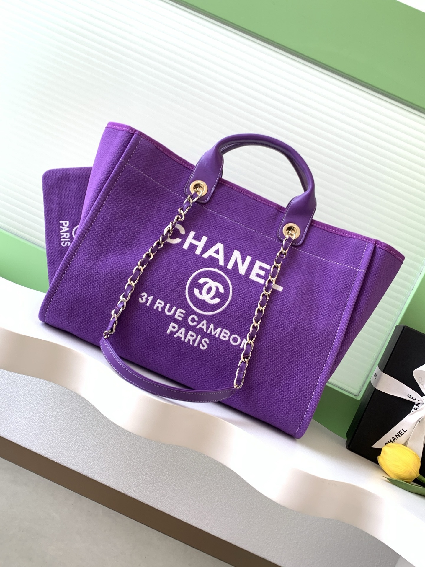 Chanel Mixed Fibers Small Deauville Tote in purple