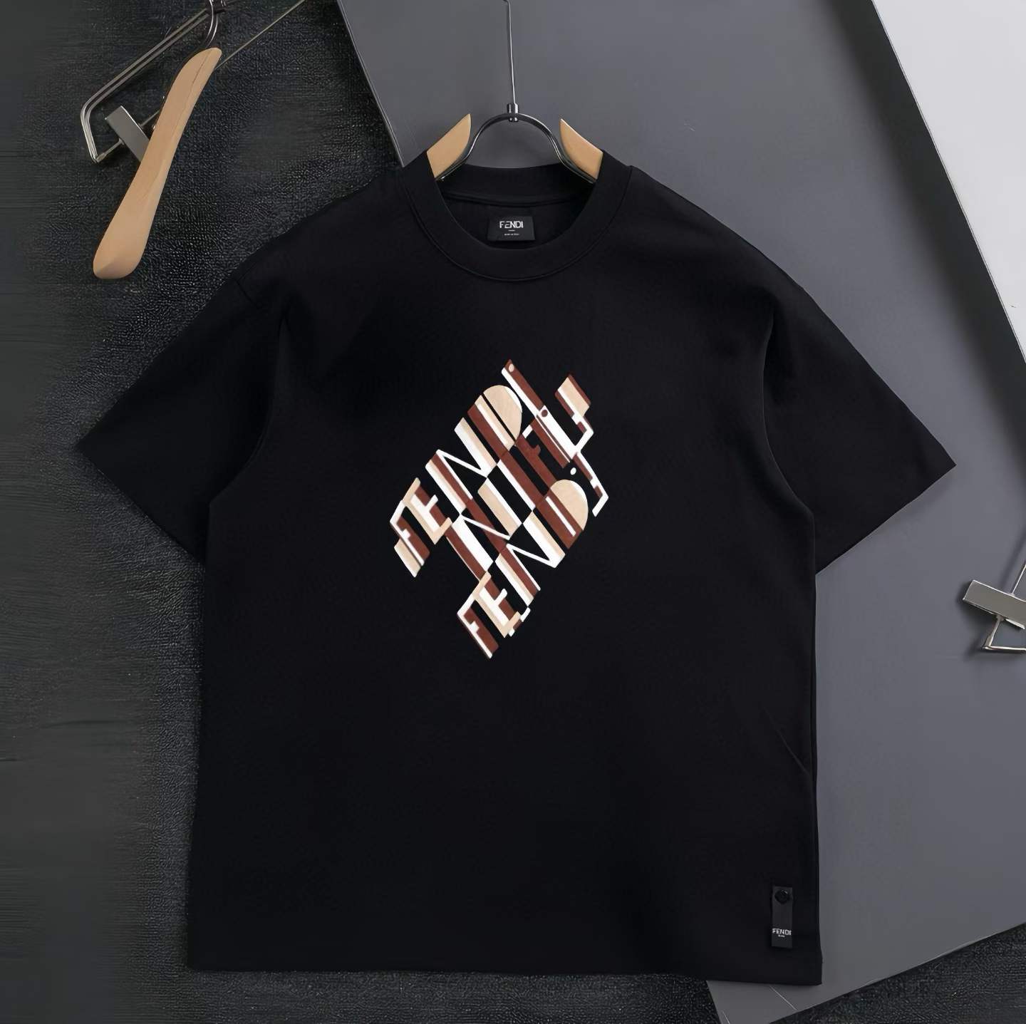 Fendi cotton T-shirt black with a logo print
