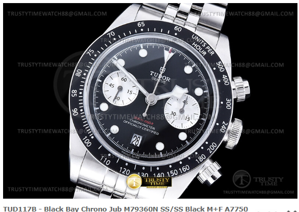 TUD117B - Black Bay Chrono Jub M79360N SS/SS Black M+F A7750 $388
