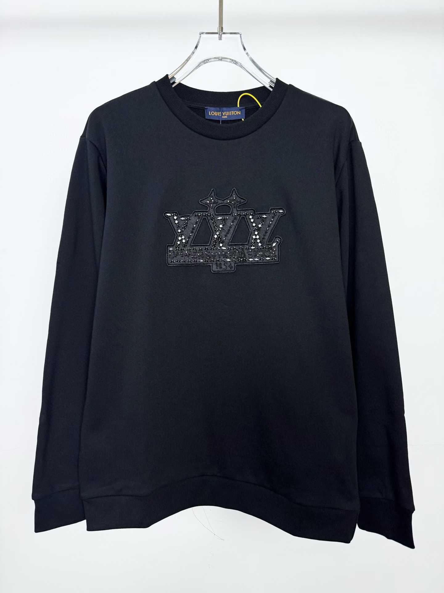 LV Embellished Signature Patch black cotton sweatshirt